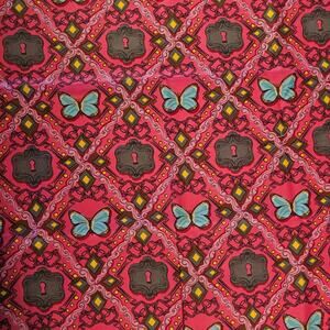 Pink Butterfly Keyhole Cotton Fabric Gothic Damask Novelty 19x44" Secret Garden